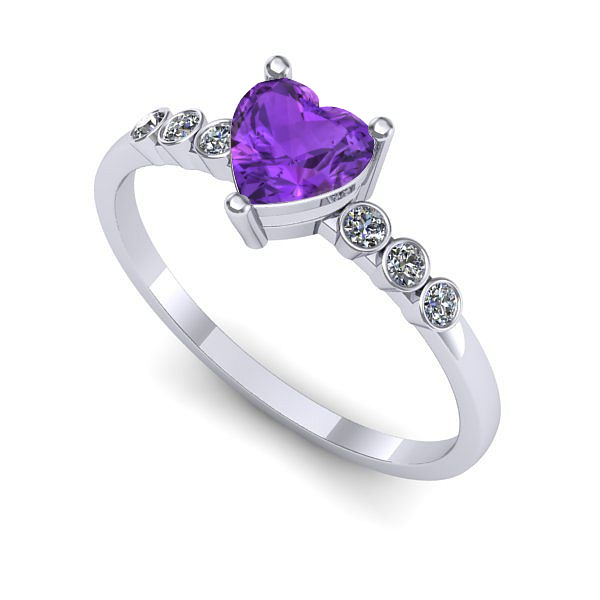 Inel logodna din aur alb cu ametist