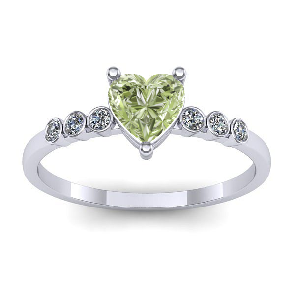 Inel logodna cu diamant de laborator verde inima