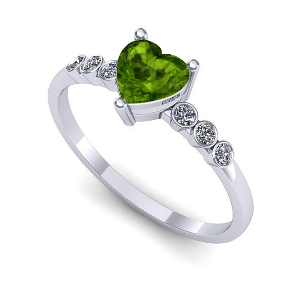 Inel logodna din aur alb cu peridot