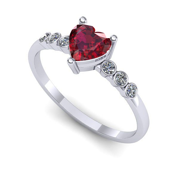 Inel din aur alb cu rubin