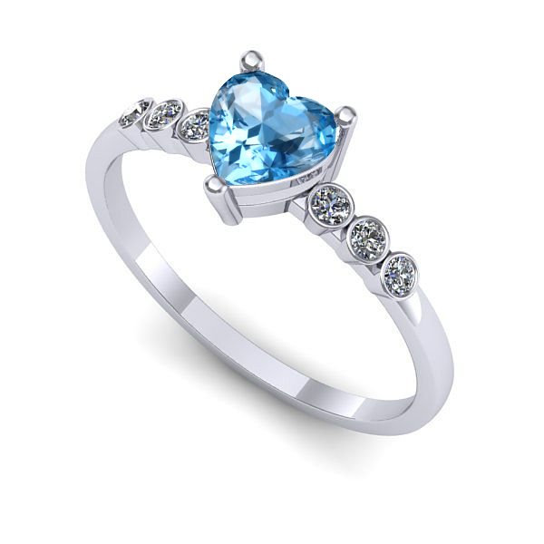 Inel din aur alb cu topaz blue