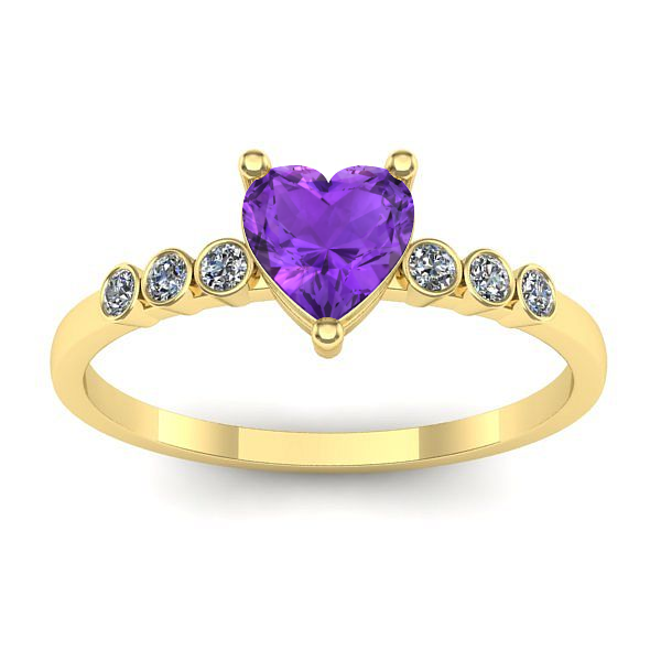 Inel cu ametist inima