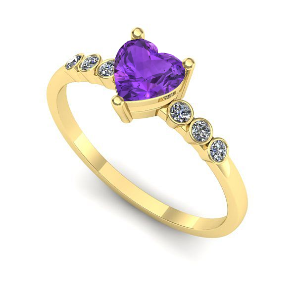 Inel de logodna din aur galben cu ametist