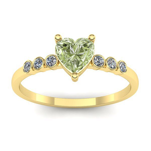 Inel de logodna cu diamant de laborator verde inima