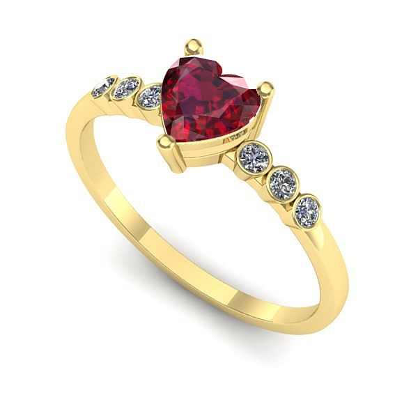 Inel logodna din aur galben cu rubin