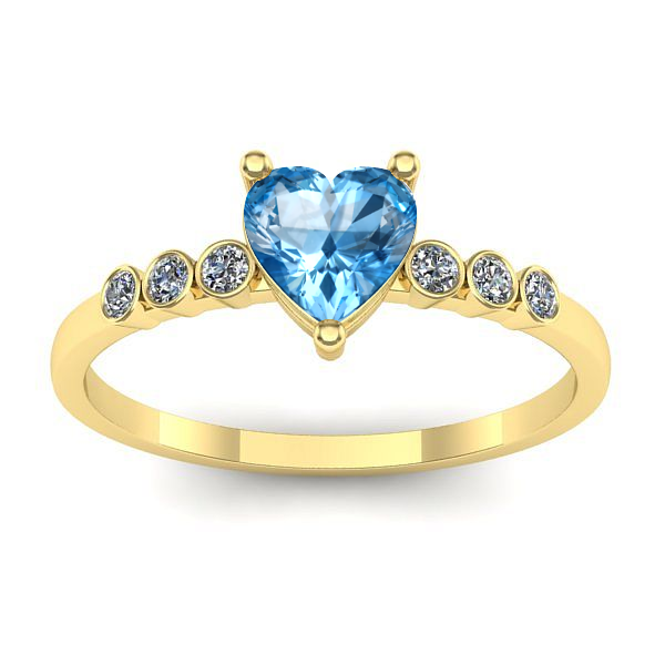 Inel cu topaz blue inima