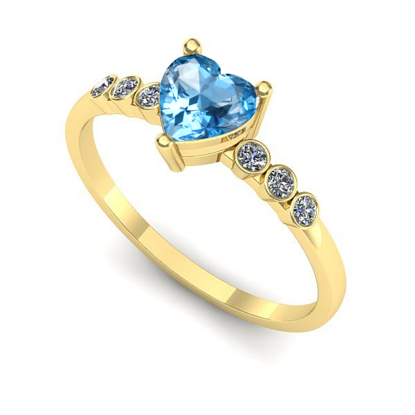 Inel de logodna din aur galben cu topaz blue
