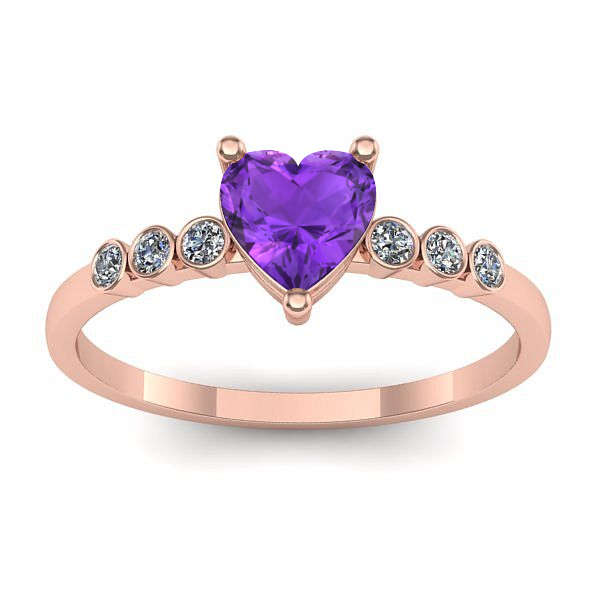 Inel cu ametist inima