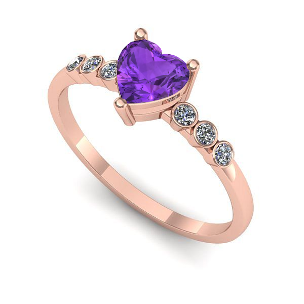 Inel din aur roz cu ametist