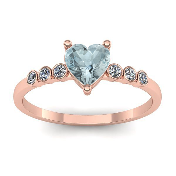 Inel de logodna cu aquamarin inima