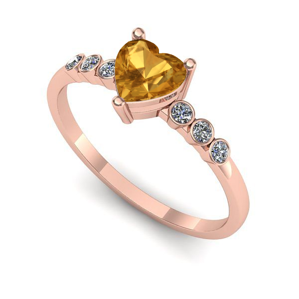 Inel logodna din aur roz cu citrin