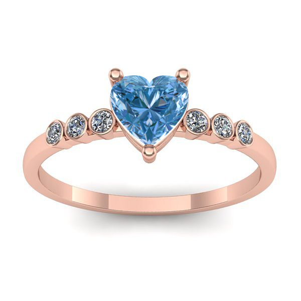 Inel de logodna cu diamant de laborator albastru inima