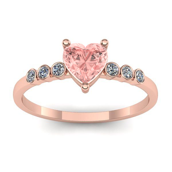 Inel de logodna cu diamant de laborator roz inima