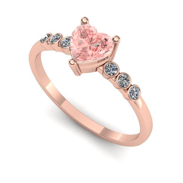Inel din aur roz cu diamant de laborator roz