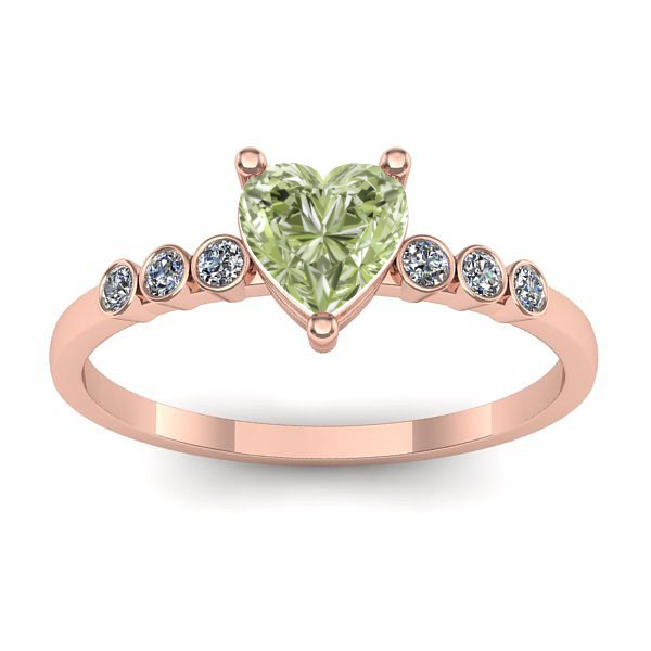 Inel cu diamant de laborator verde inima