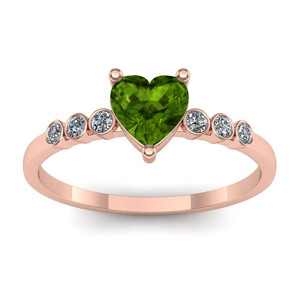 Inel de logodna cu peridot inima