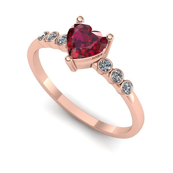 Inel de logodna din aur roz cu rubin
