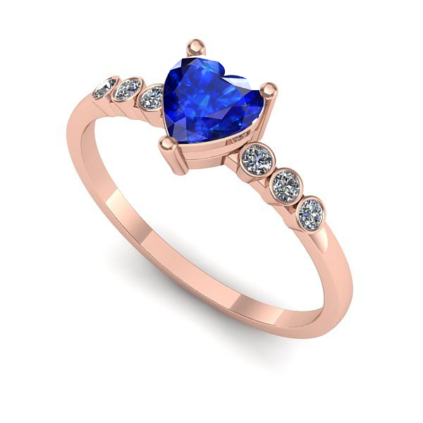 Inel de logodna din aur roz cu safir