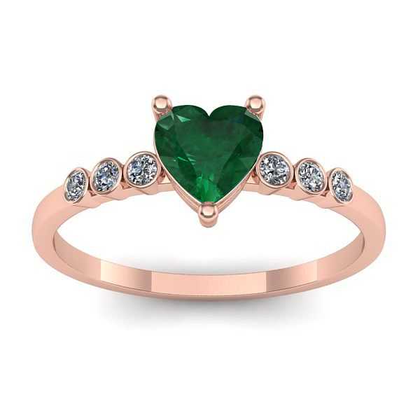 Inel logodna cu smarald inima