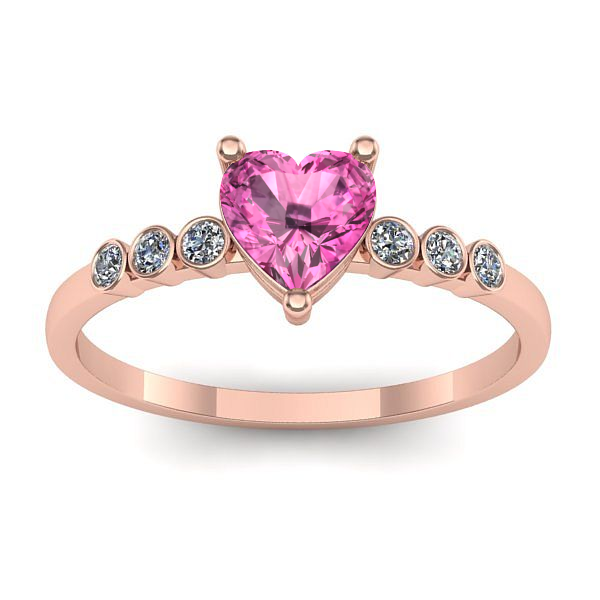 Inel logodna cu safir roz inima