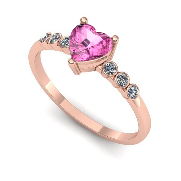 Inel logodna din aur roz cu safir roz