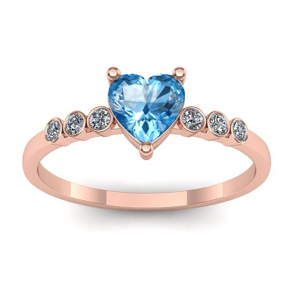 Inel cu topaz blue inima