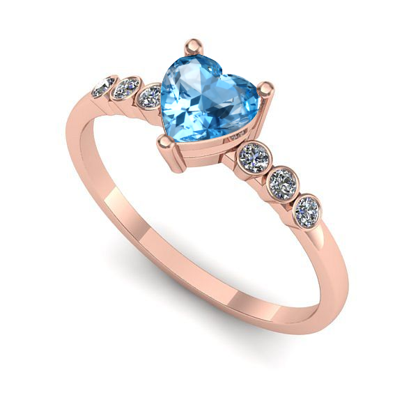 Inel din aur roz cu topaz blue