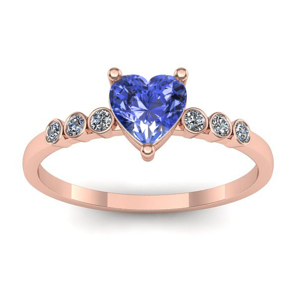 Inel de logodna cu tanzanit inima