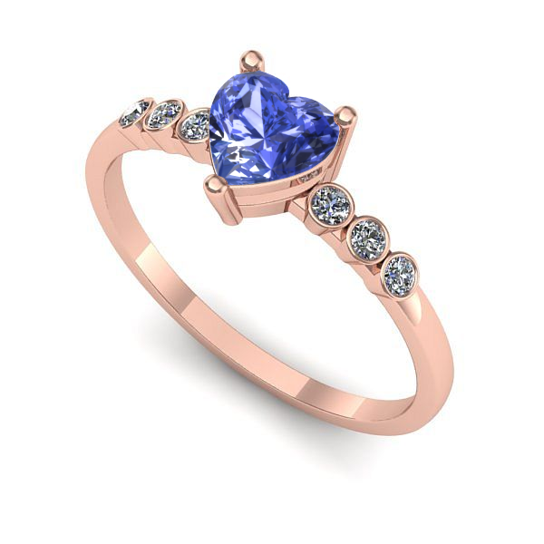 Inel de logodna din aur roz cu tanzanit