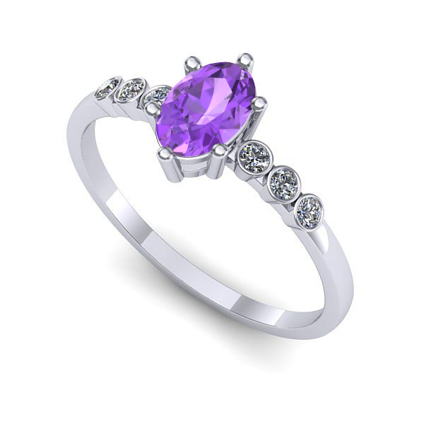 Inel logodna din aur alb cu ametist