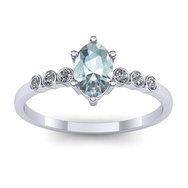 Inel logodna cu aquamarin oval