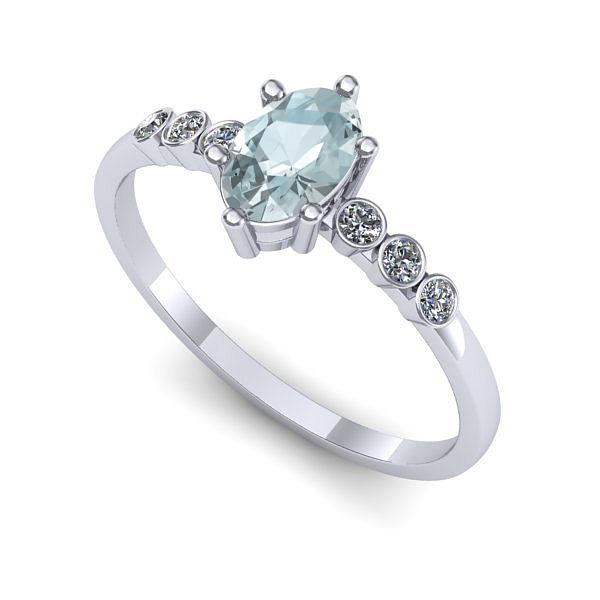 Inel de logodna din aur alb cu aquamarin