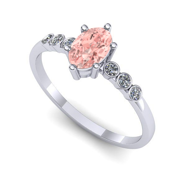 Inel de logodna din aur alb cu diamant de laborator roz