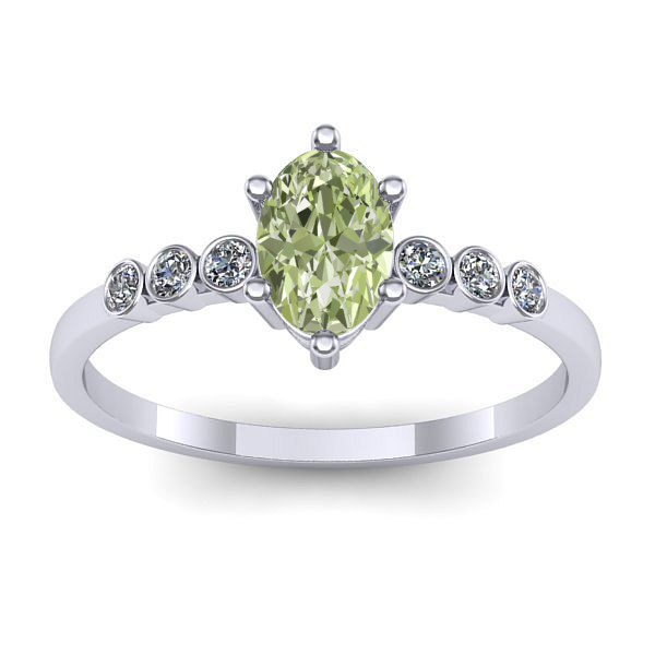 Inel de logodna cu diamant de laborator verde oval