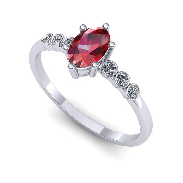 Inel logodna din aur alb cu rubin