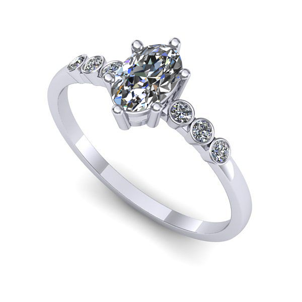 Inel logodna din aur alb cu safir alb