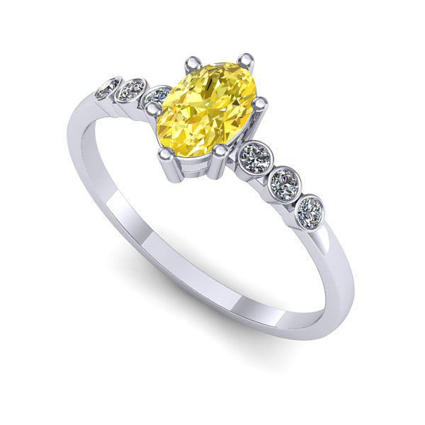 Inel de logodna din aur alb cu safir galben