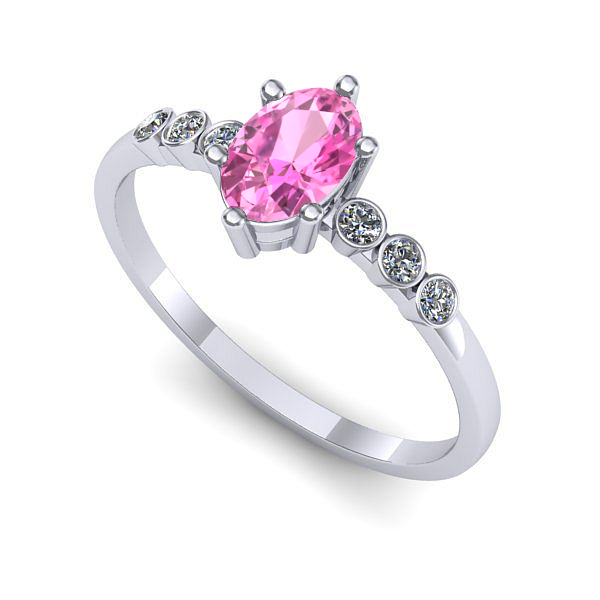 Inel din aur alb cu safir roz