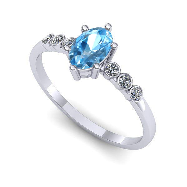 Inel de logodna din aur alb cu topaz blue