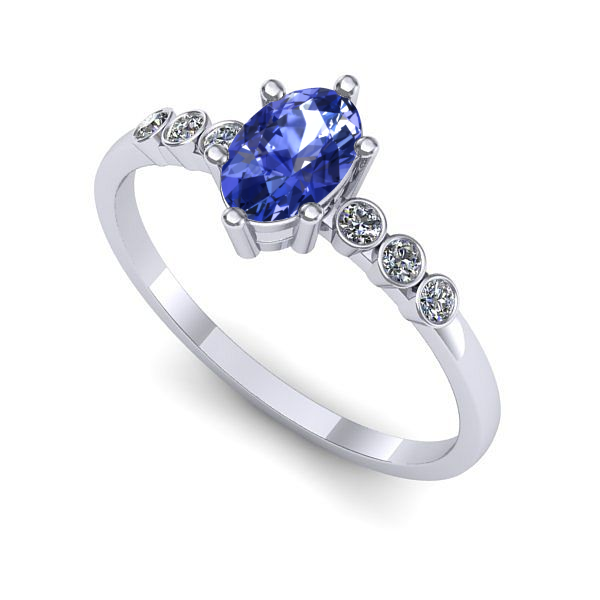 Inel din aur alb cu tanzanit