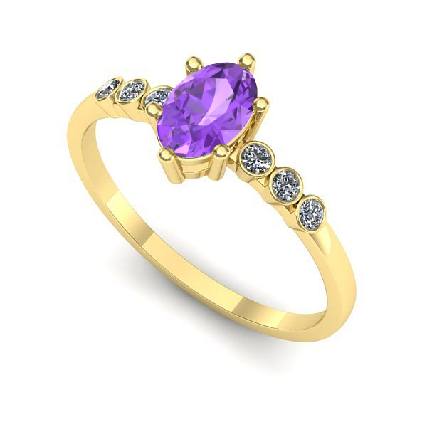 Inel din aur galben cu ametist