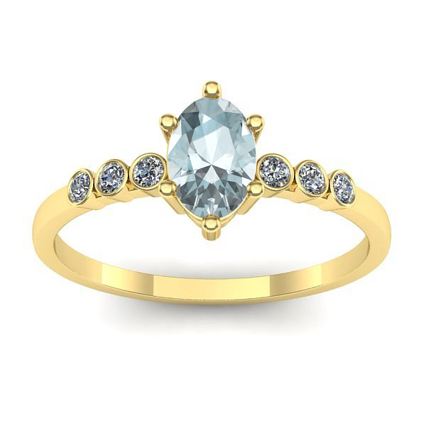 Inel logodna cu aquamarin oval