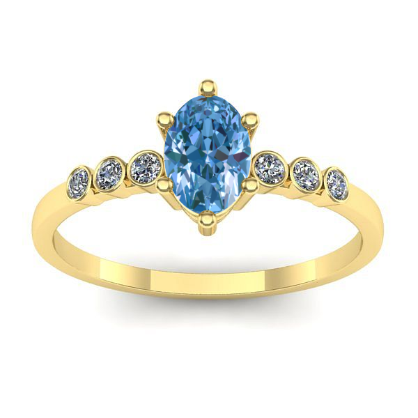 Inel cu diamant de laborator albastru oval