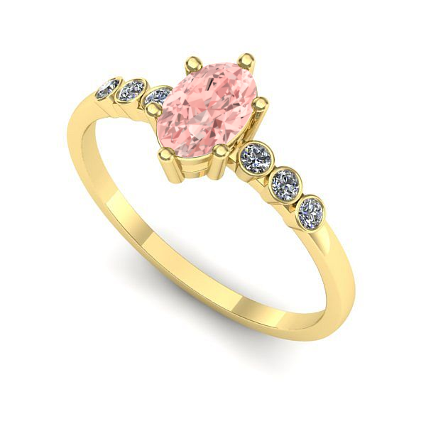 Inel de logodna din aur galben cu diamant de laborator roz