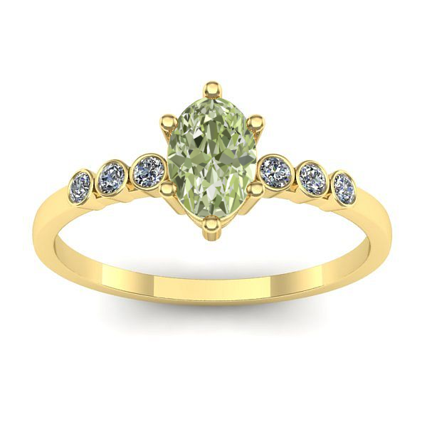 Inel logodna cu diamant de laborator verde oval