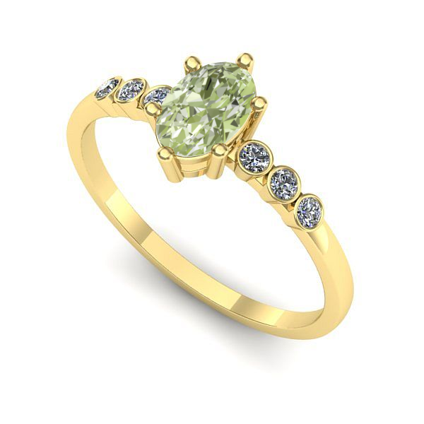 Inel de logodna din aur galben cu diamant de laborator verde