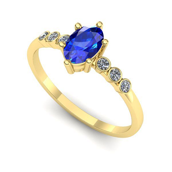 Inel logodna din aur galben cu safir