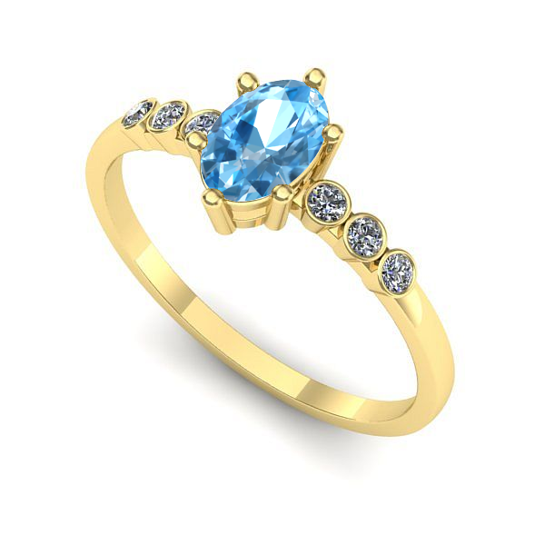 Inel din aur galben cu topaz blue