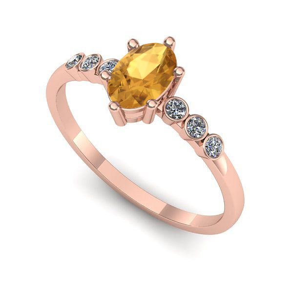 Inel logodna din aur roz cu citrin