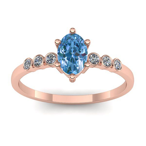 Inel de logodna cu diamant de laborator albastru oval